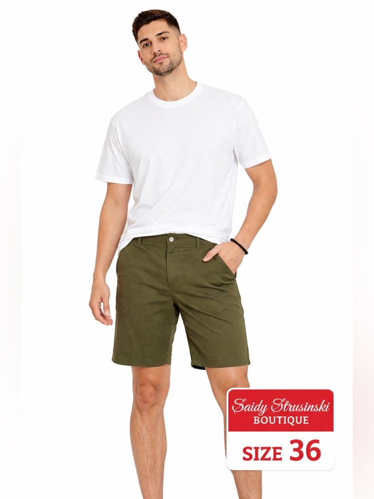 Old Navy Men’s Green Chino Shorts Size 36 Slim Built-In Flex Casual